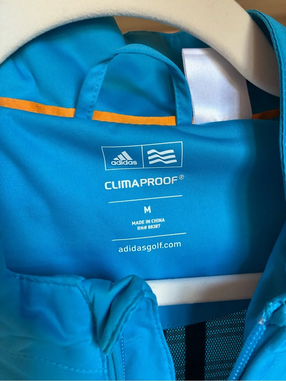 Adidas Jacket Men’s Medium Blue CLIMAPROOF Full Zip Windbreaker Golf Lightweight